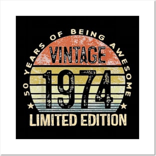 50 Year Old Gifts Vintage 1974 Limited Edition 50th Birthday T-Shirt Posters and Art